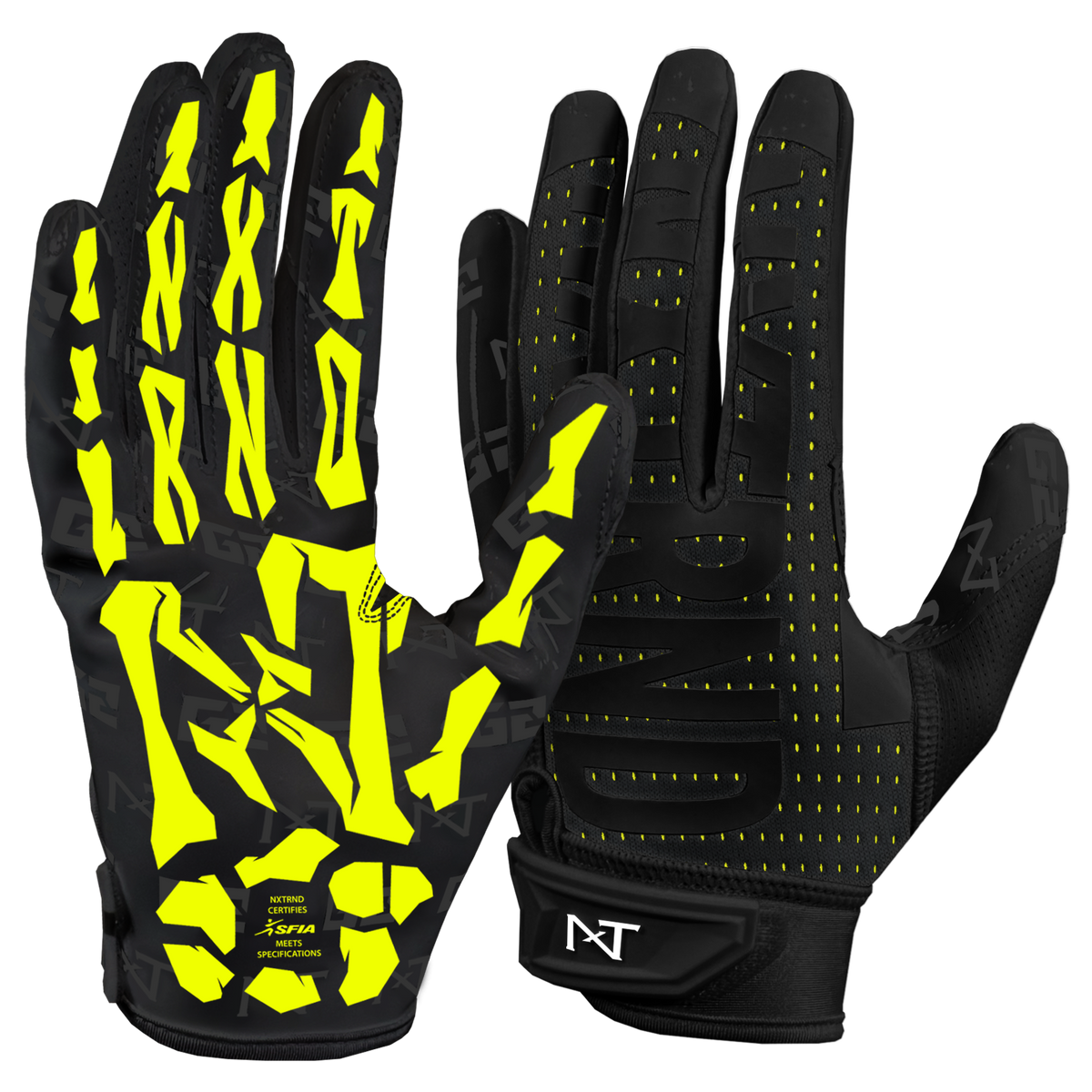 NXTRND G2® Pro Skeleton Football Gloves Black & Yellow