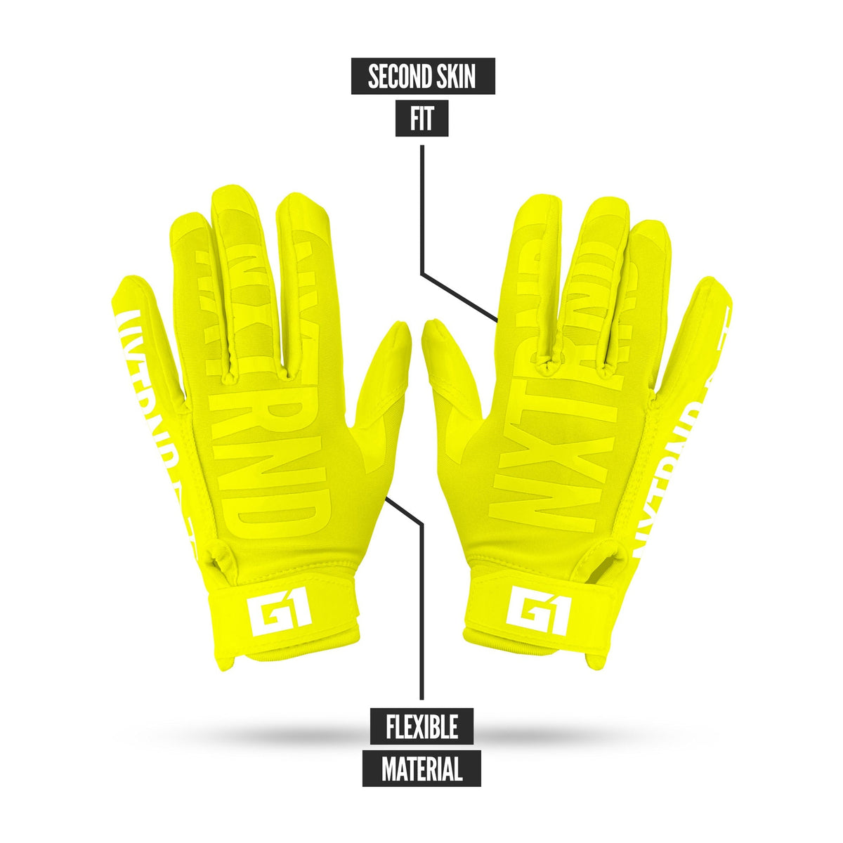 NXTRND G1® Youth Football Gloves Neon Yellow