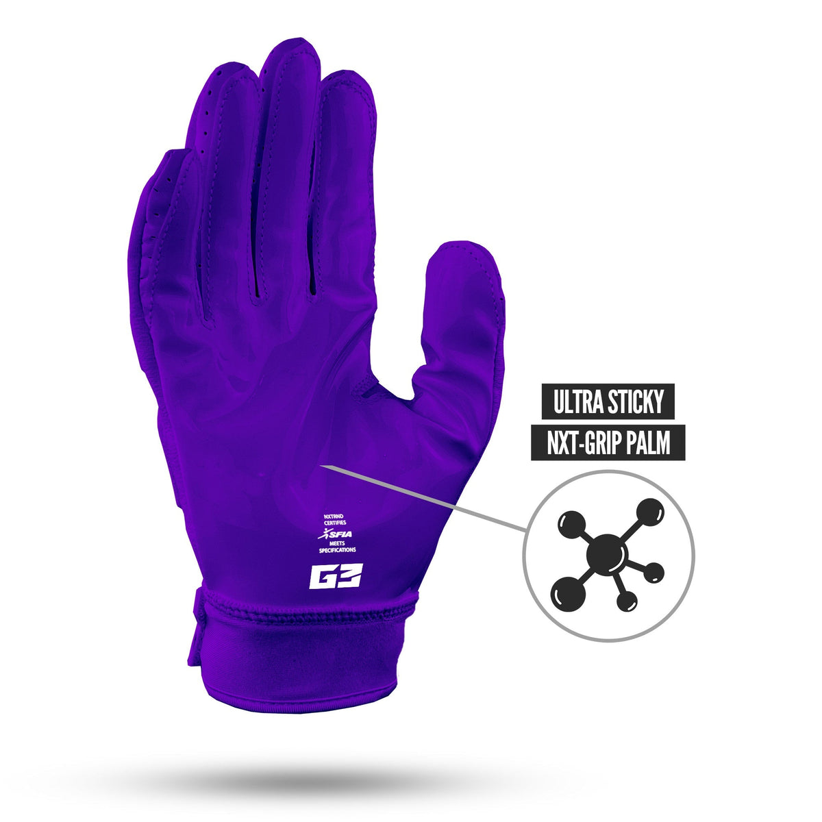 NXTRND G3® Pro Padded Football Gloves Purple