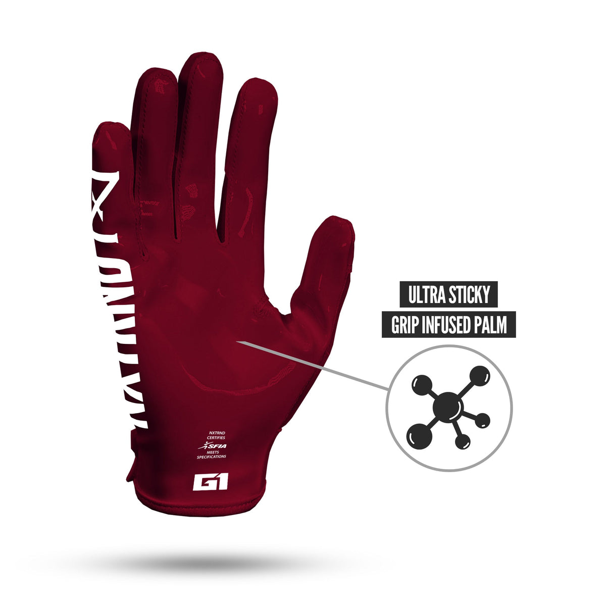 NXTRND G1® Pro Football Gloves Maroon