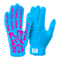 NXTRND G1® Youth Skeleton Football Gloves Neon Blue & Pink