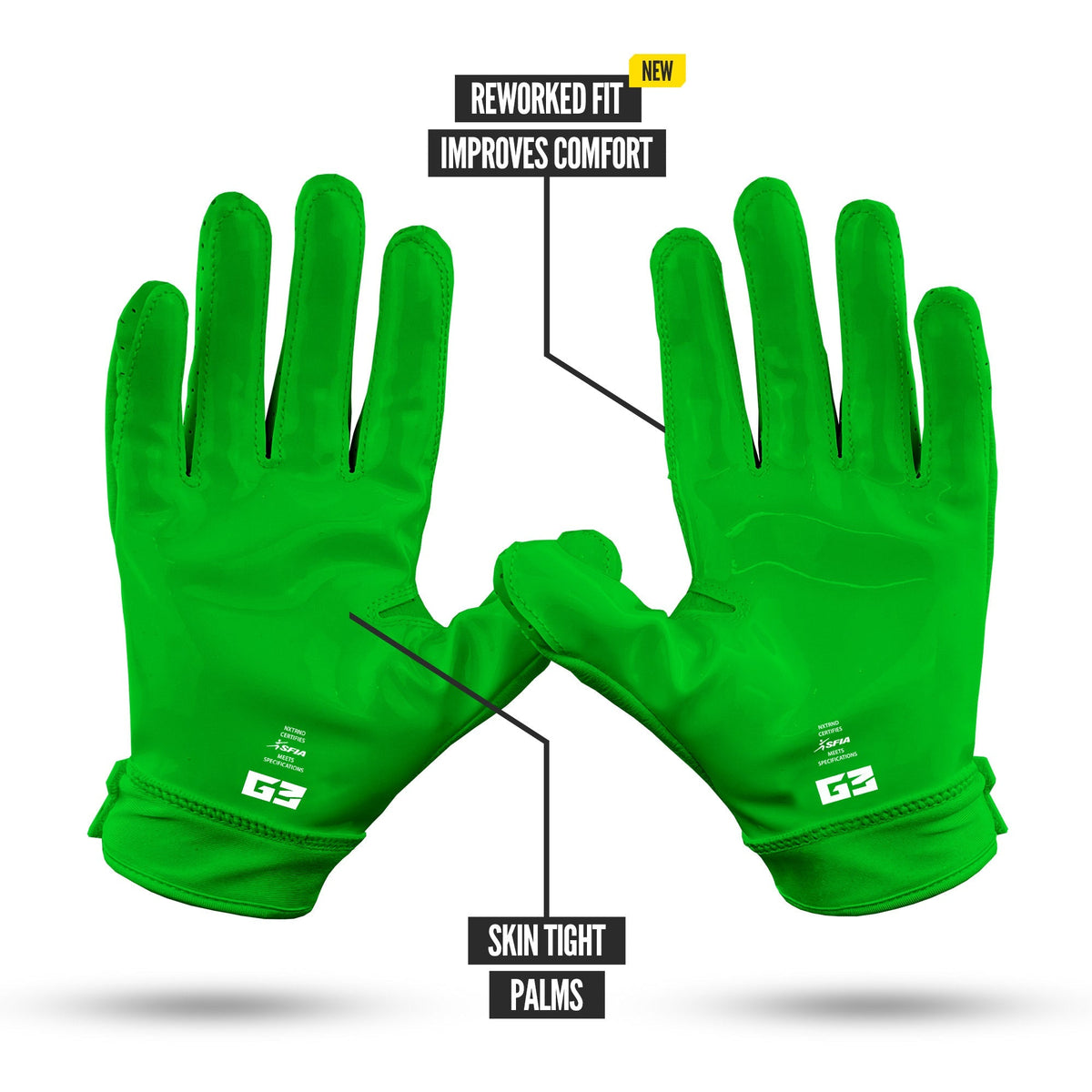 NXTRND G3® Pro Padded Football Gloves Green