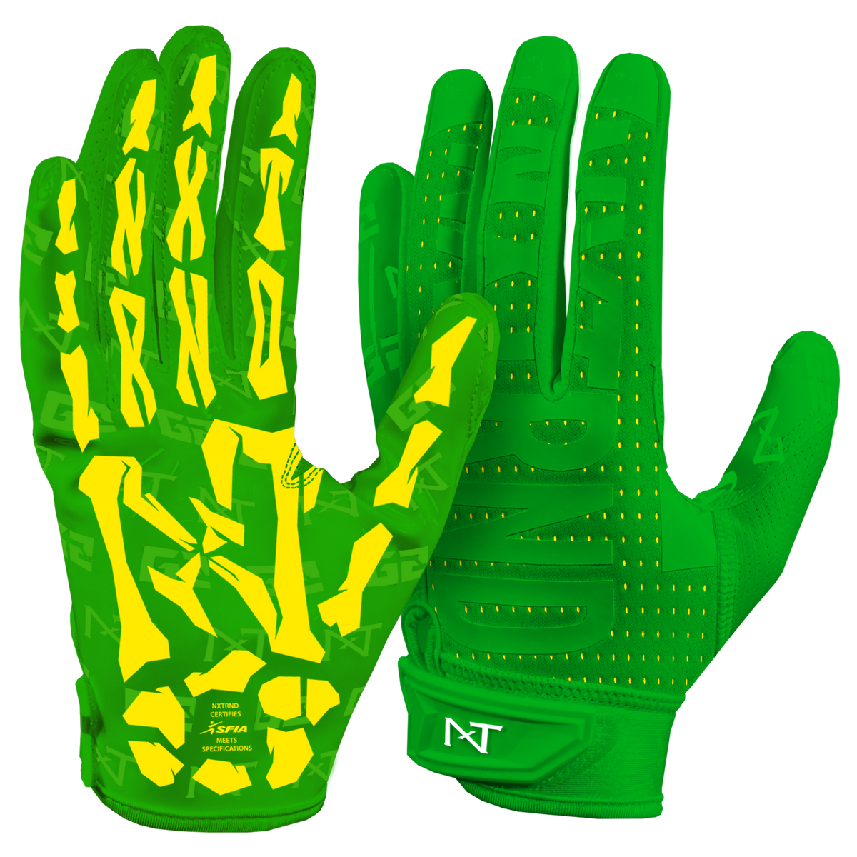 NXTRND G2® Pro Skeleton Football Gloves Green & Yellow