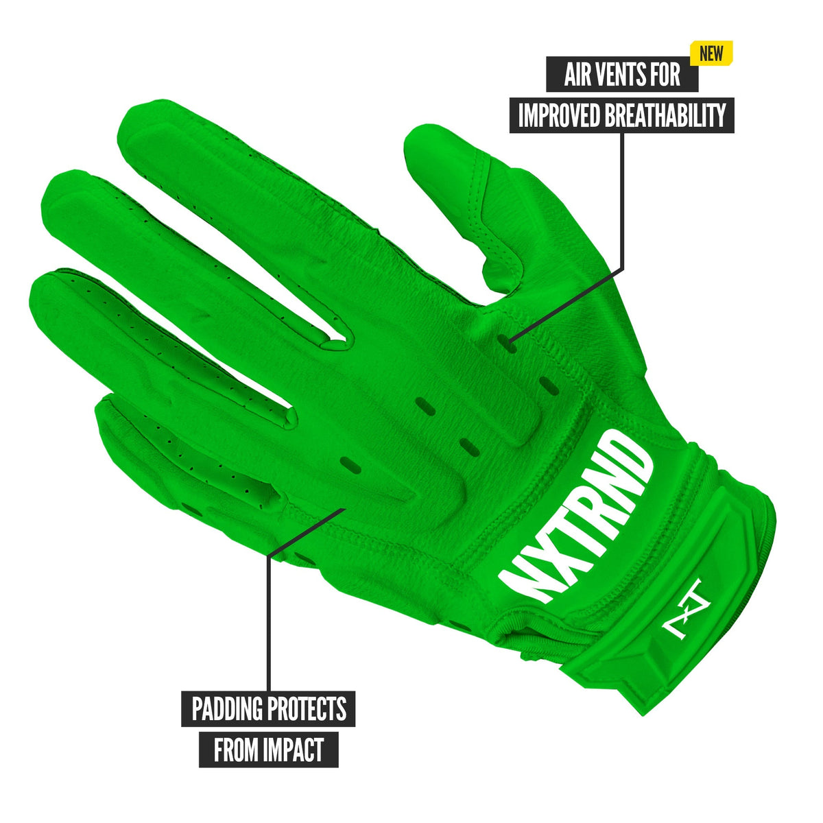 NXTRND G3® Pro Padded Football Gloves Green