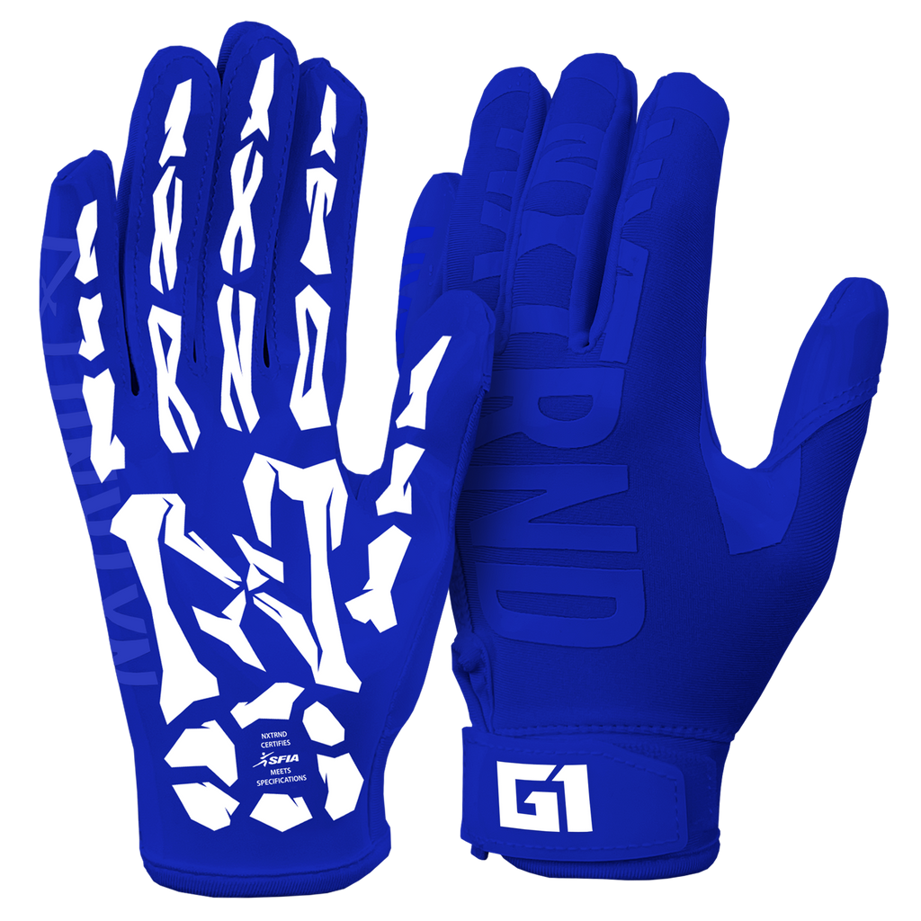 NXTRND G1® Youth Skeleton Football Gloves Blue & White