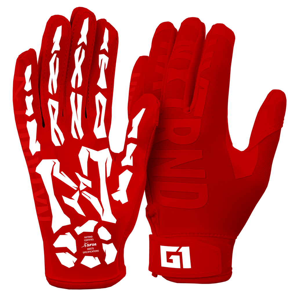 NXTRND G1® Youth Skeleton Football Gloves Red & White