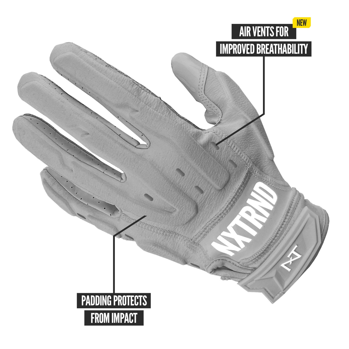 NXTRND G3® Pro Padded Football Gloves Grey