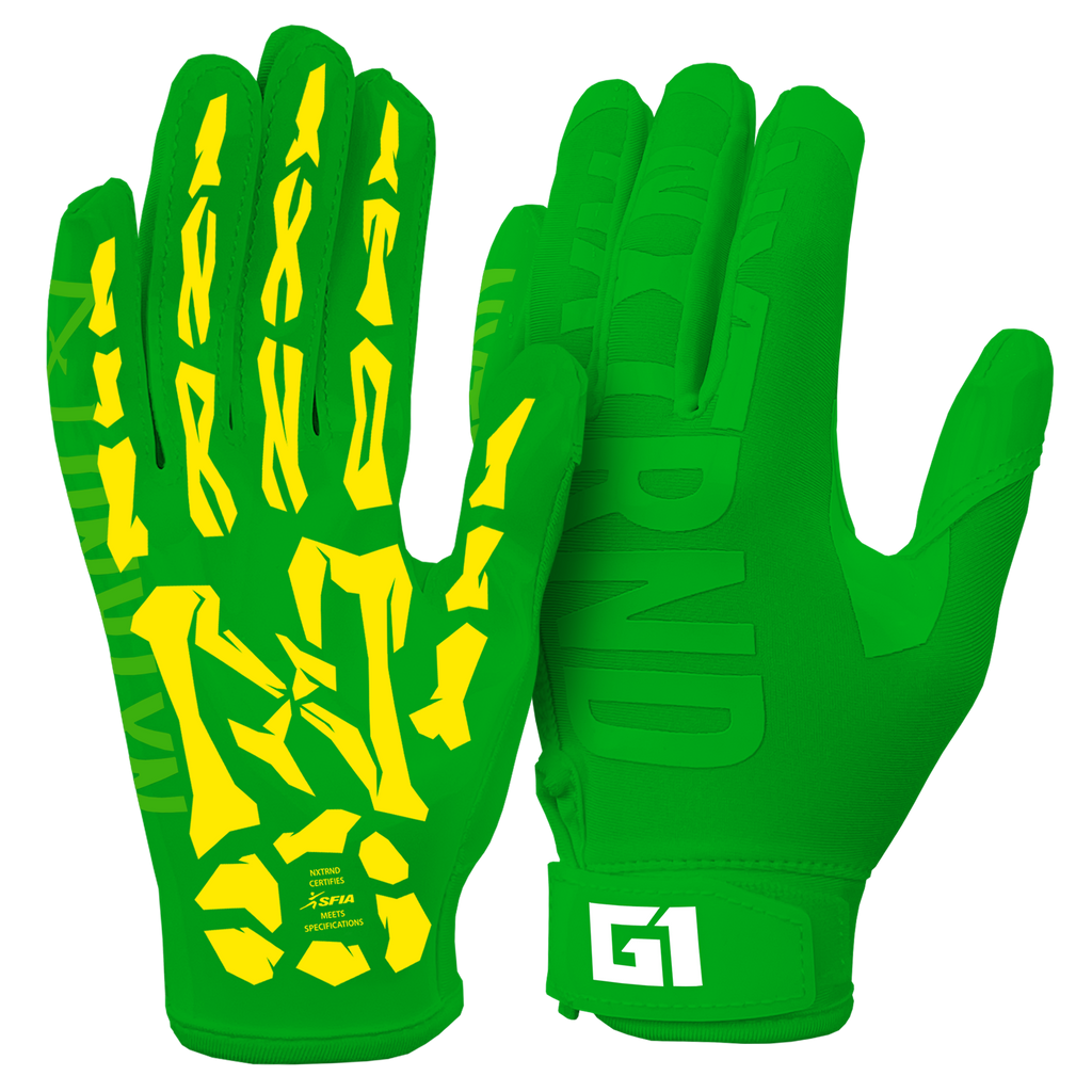 NXTRND G1® Youth Skeleton Football Gloves Green & Yellow