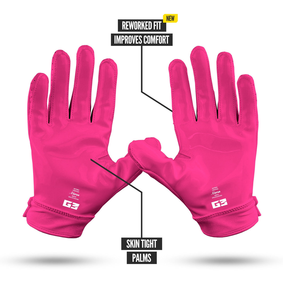 NXTRND G3® Pro Padded Football Gloves Pink