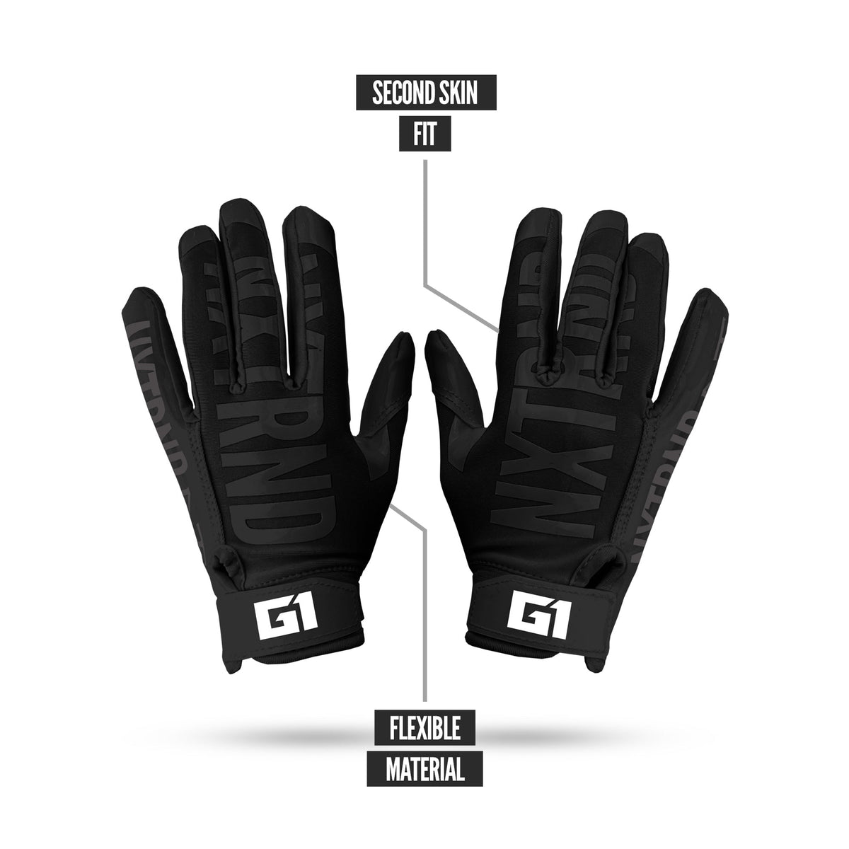NXTRND G1® Youth Skeleton Football Gloves Black & Yellow