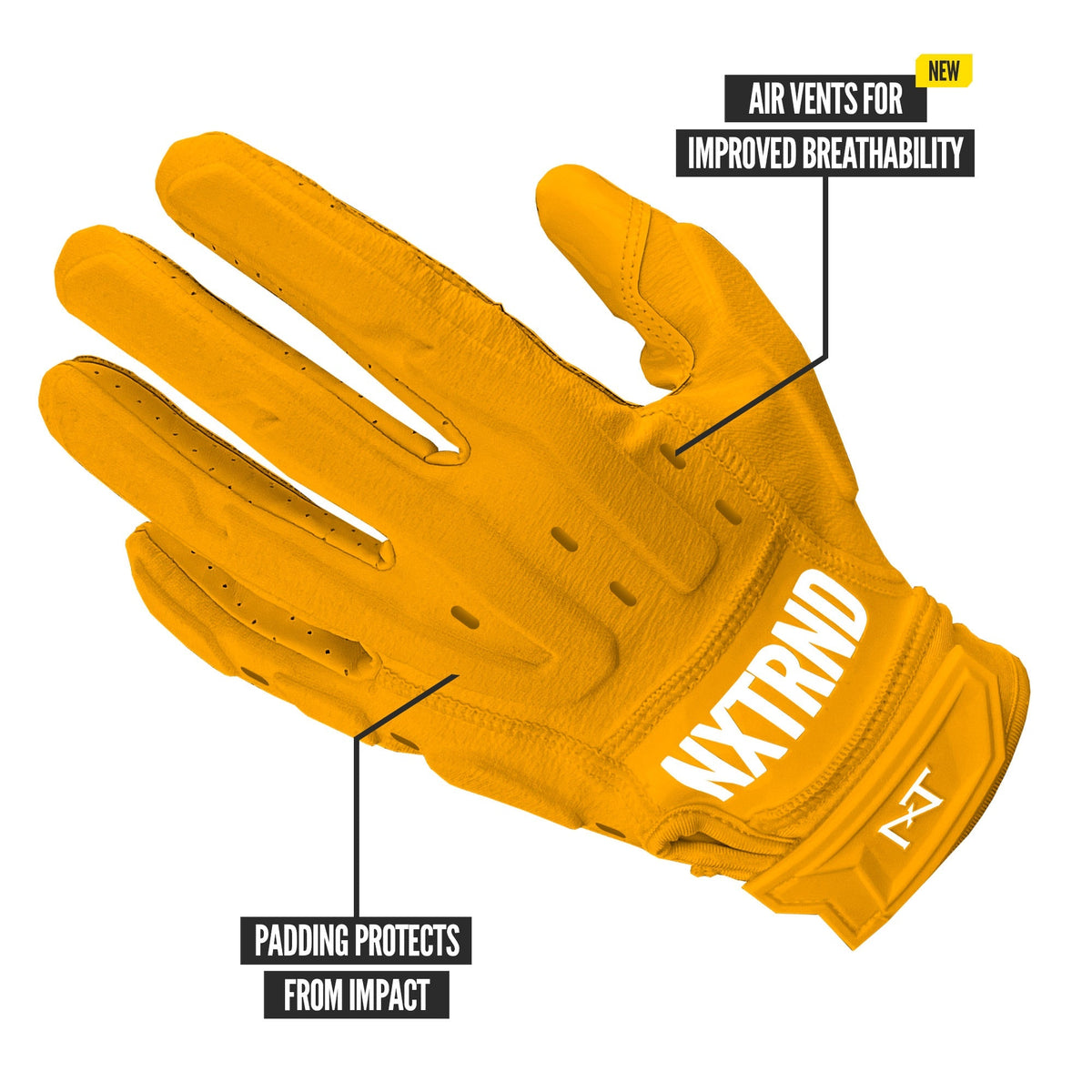NXTRND G3® Pro Padded Football Gloves Yellow