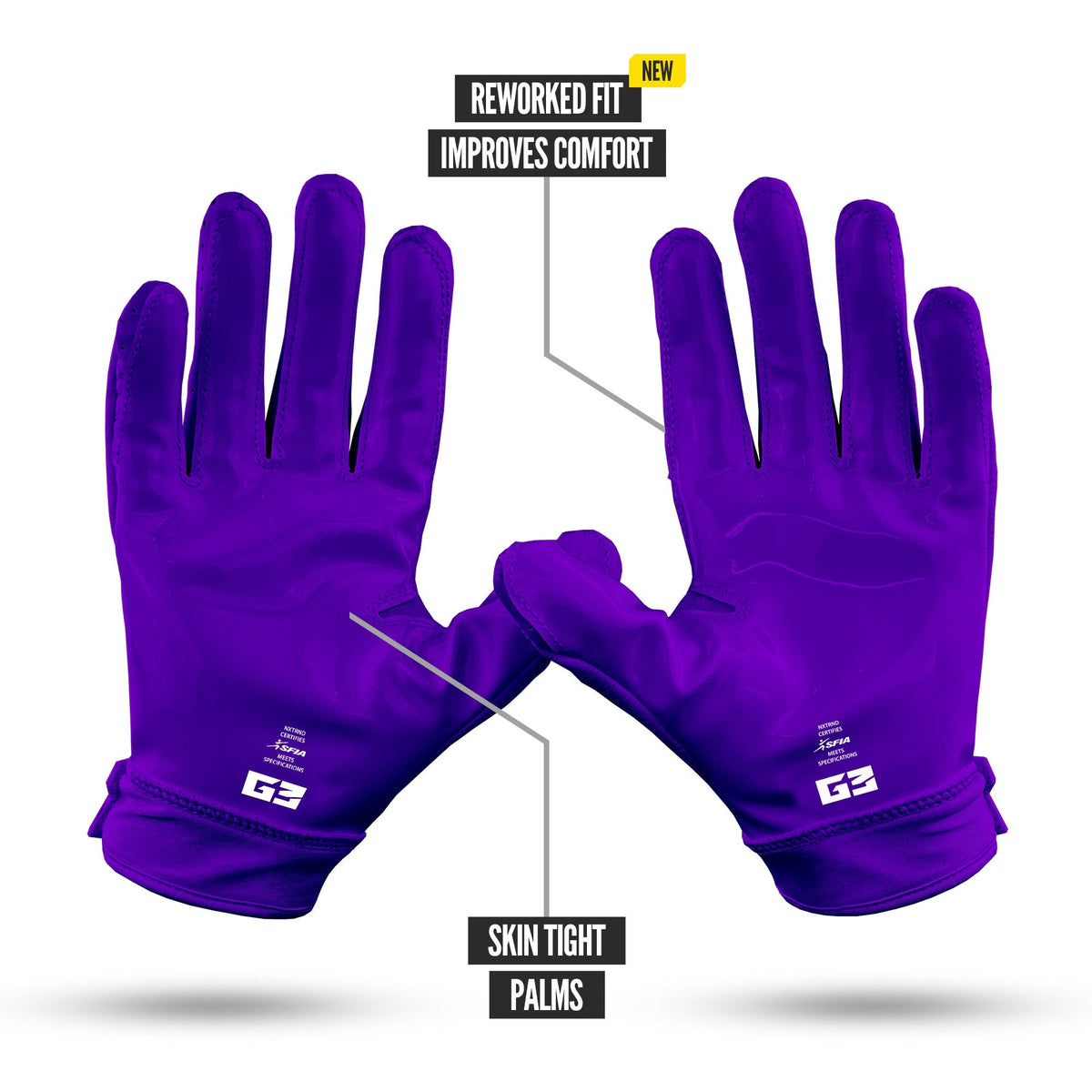 NXTRND G3® Pro Padded Football Gloves Purple