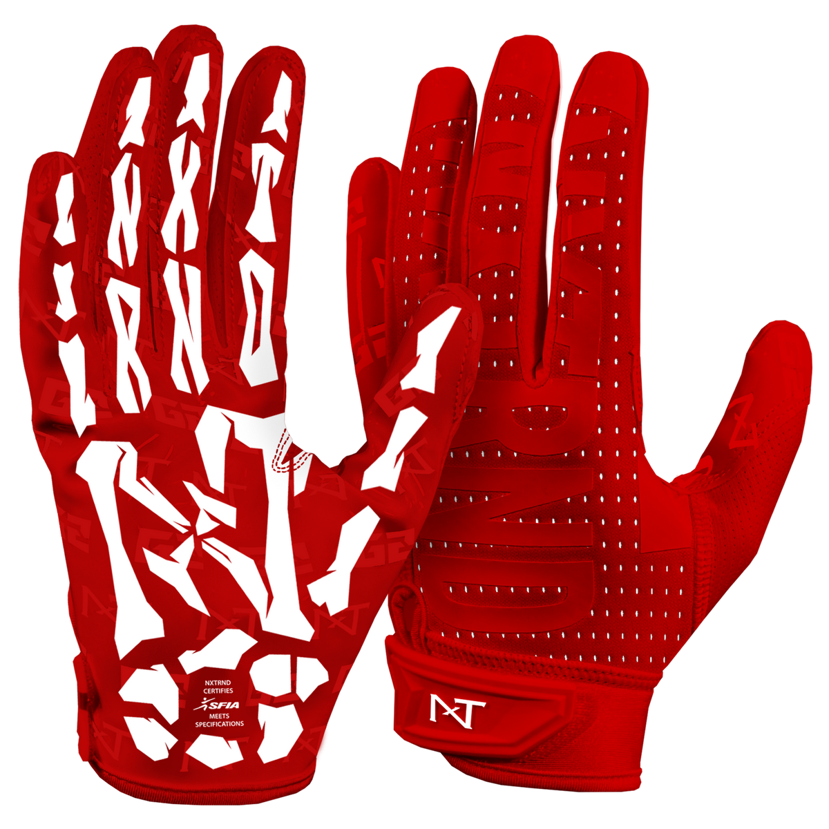 NXTRND G2® Pro Skeleton Football Gloves Red & White