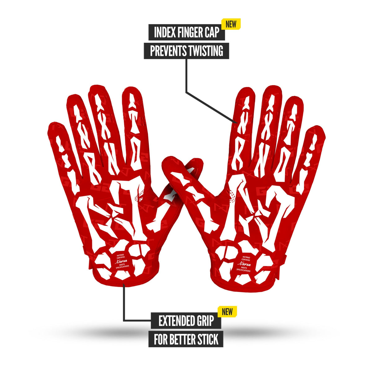 NXTRND G2® Pro Skeleton Football Gloves Red & White